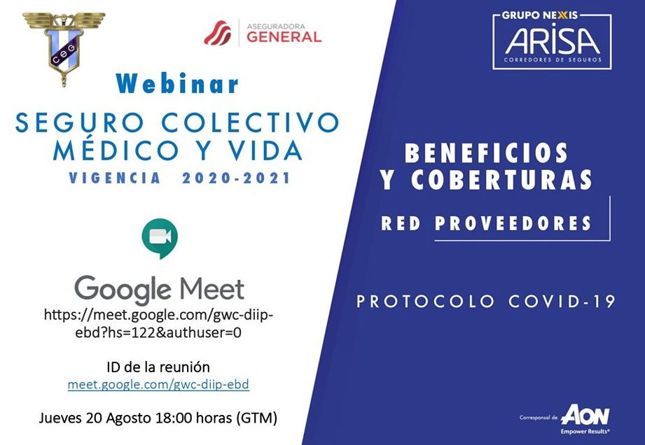 Webinar Seguro Colectivo Médico y Vida. Vigencia 2020-2021