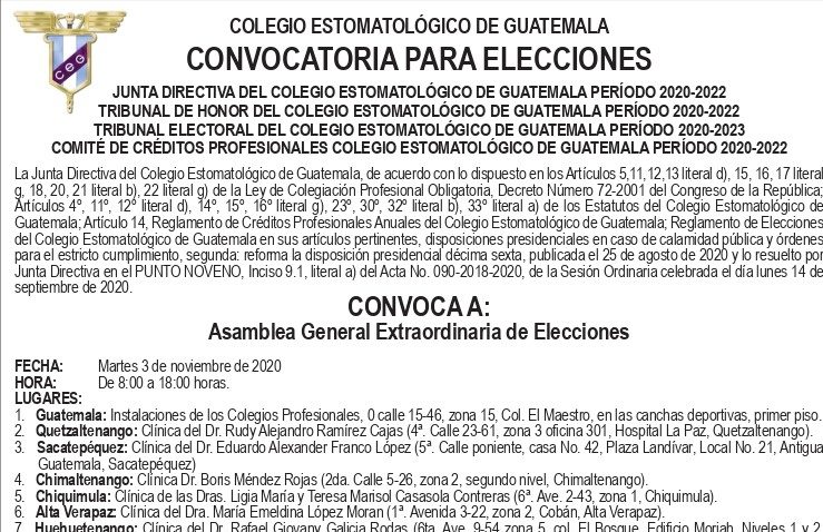 Convocatoria Asamblea General Extraordinaria de Elecciones