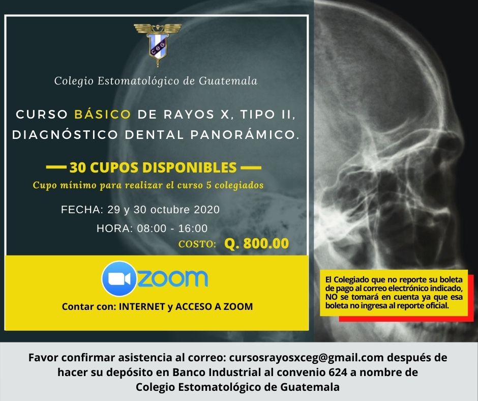Curso Básico de Rayos X, Tipo II, Diagnóstico Dental Panorámico – 29 y 30 de octubre 2020