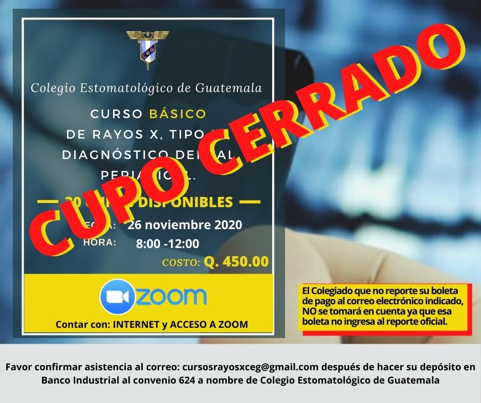 Curso Básico de Rayos X, Tipo III, Diagnóstico Dental Periapical. – Cupo Cerrado