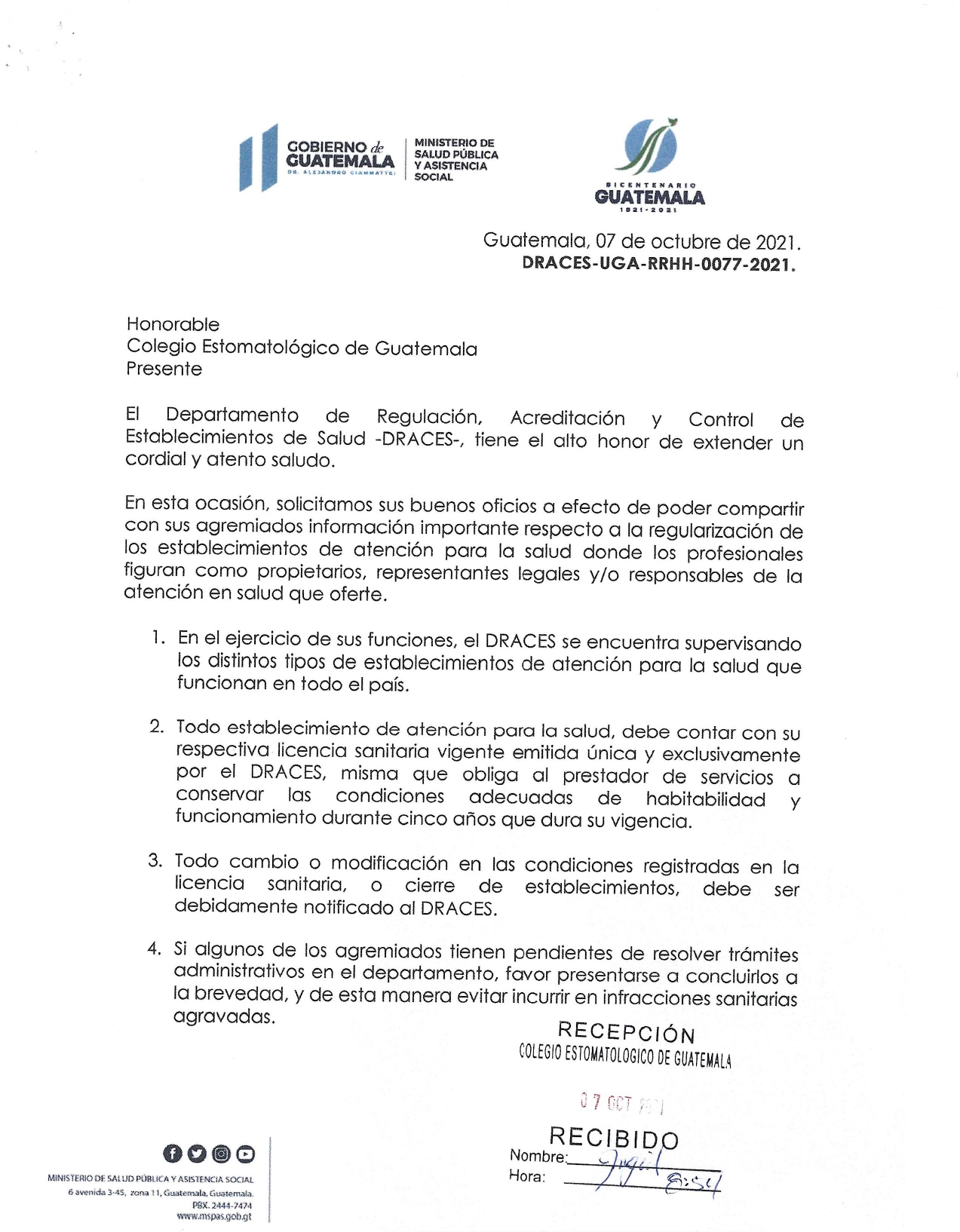 Información importante DRACES