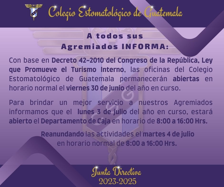 Atención a Agremiados viernes 30 de junio y lunes 3 de julio 2023