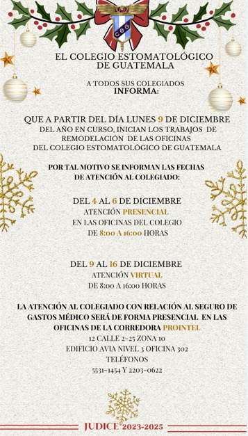 Atención a Colegiados Diciembre 2024